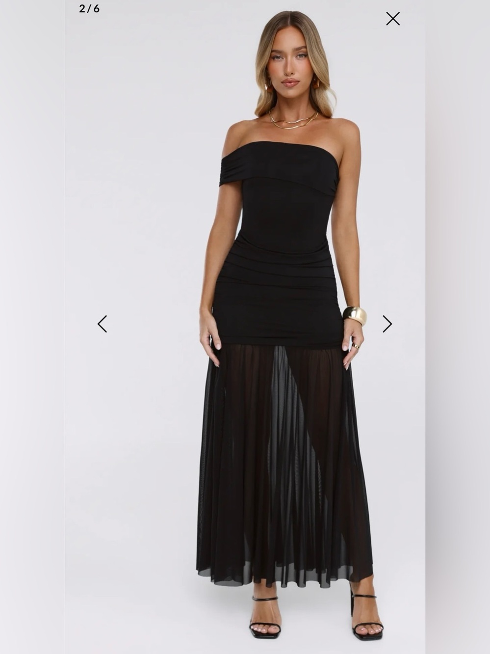 Hello Molly Strapless Black Maxi Dress with Sheer Skirt